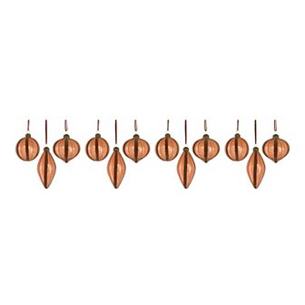 Melrose Copper Finish Glass Ornament 12 pc Set