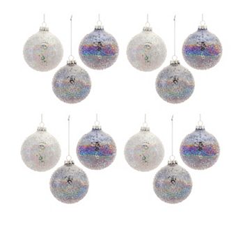 Melrose Beaded Iridescent Ornaments 12 pc Set