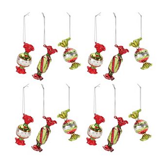 Melrose Wrapped Candy Ornament 12 pc Set