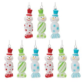 Melrose Candy Snowman 12 pc Ornament Set