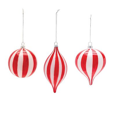 Melrose Striped Glass 6-pc. Ornament Set
