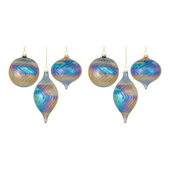 Melrose Iridescent Swirl 6 pc Ornament Set