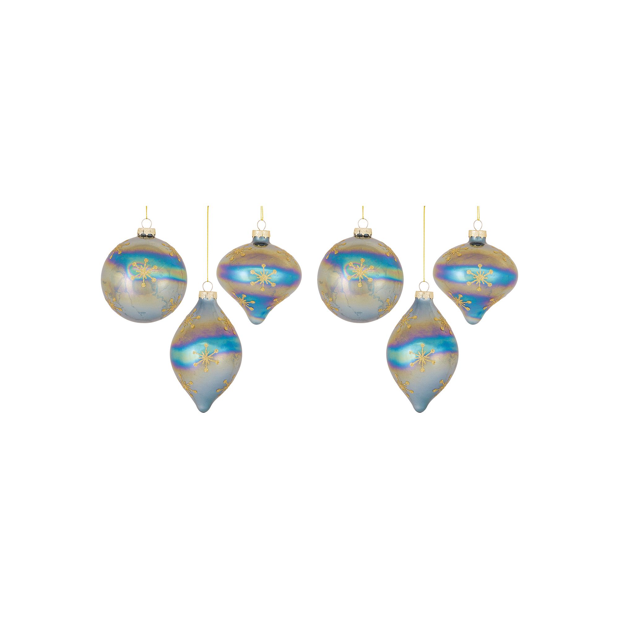Melrose Bold Iridescent Snowflake 6-pc. Ornament Set, Blue