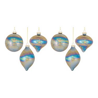 Melrose Bold Iridescent Snowflake 6 pc Ornament Set