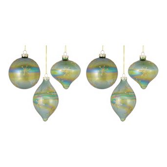 Melrose Iridescent Snowflake 6 pc Ornament Set