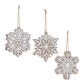 Melrose Glitter Snowflake 3 pc Ornament Set