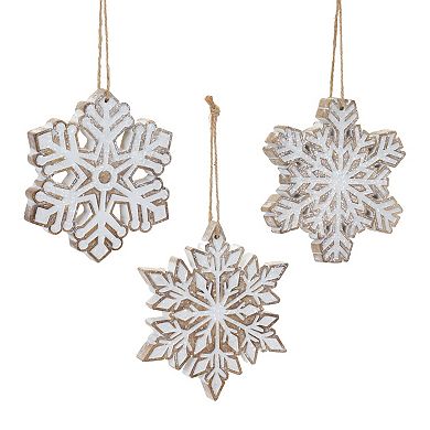 Melrose Glitter Snowflake 3-pc. Ornament Set