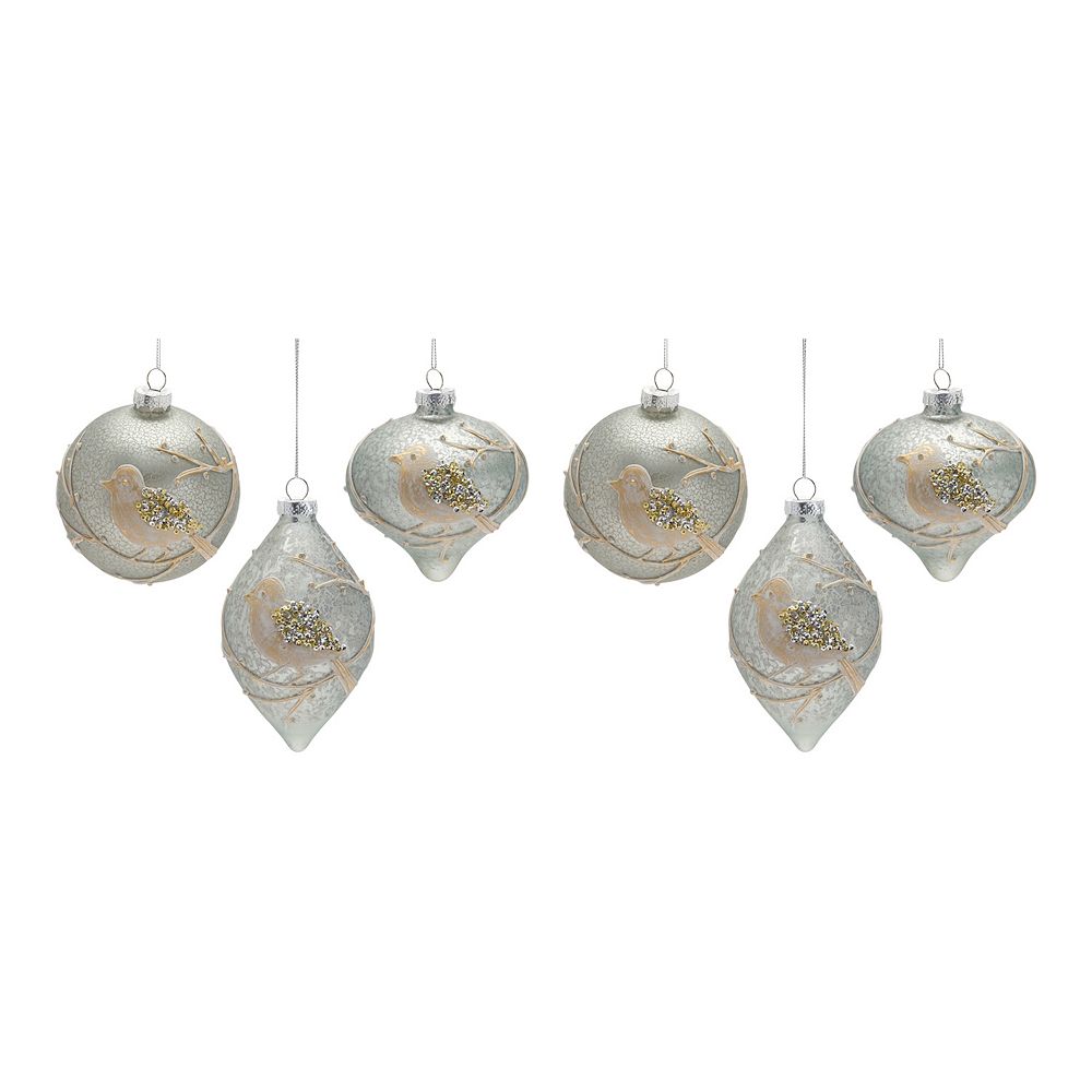 Melrose International Wood Dove and Angel Sentiment Ornament (Set of 6) main image 1