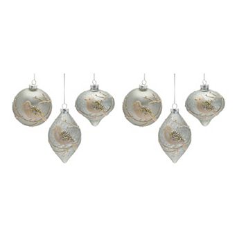 Melrose Beaded Bird 6 pc Ornament Set