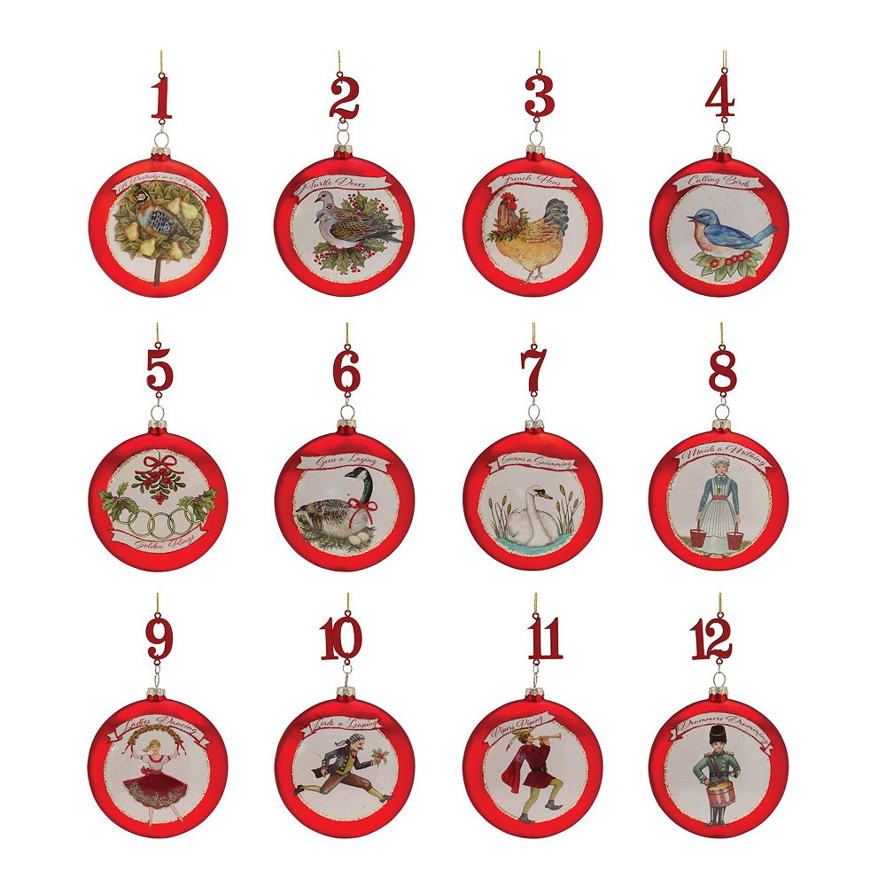 Melrose International Carved Pine Tree Ornament (Set of 12)