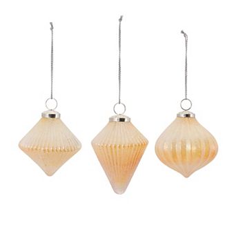 Melrose Yellow Ribbed Glass 6 pc Ornament Set