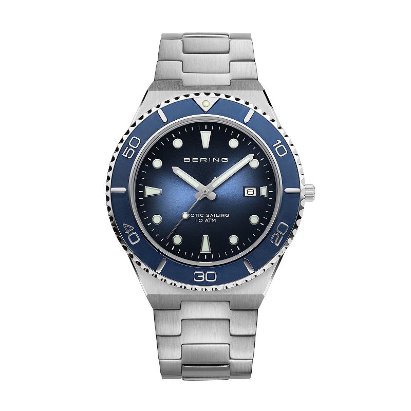BERING Men's Classic Arctic Stainless Steel Bracelet Watch, Size: Large, Blue