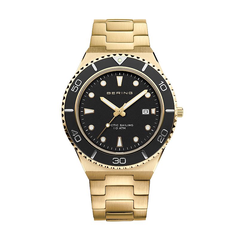 BERING Men's Classic Goldtone Stainless Steel Link Bracelet Watch, Size: Large