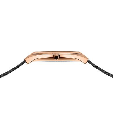 BERING Ultra Slim Women's Rose Gold Tone Mother-Of-Pearl Milanese Strap Watch