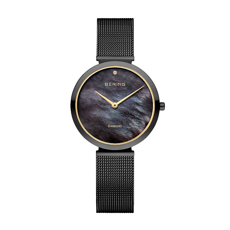 BERING Women's Ultra Slim Stainless Steel Milanese Strap Watch, Size: Medium, Black