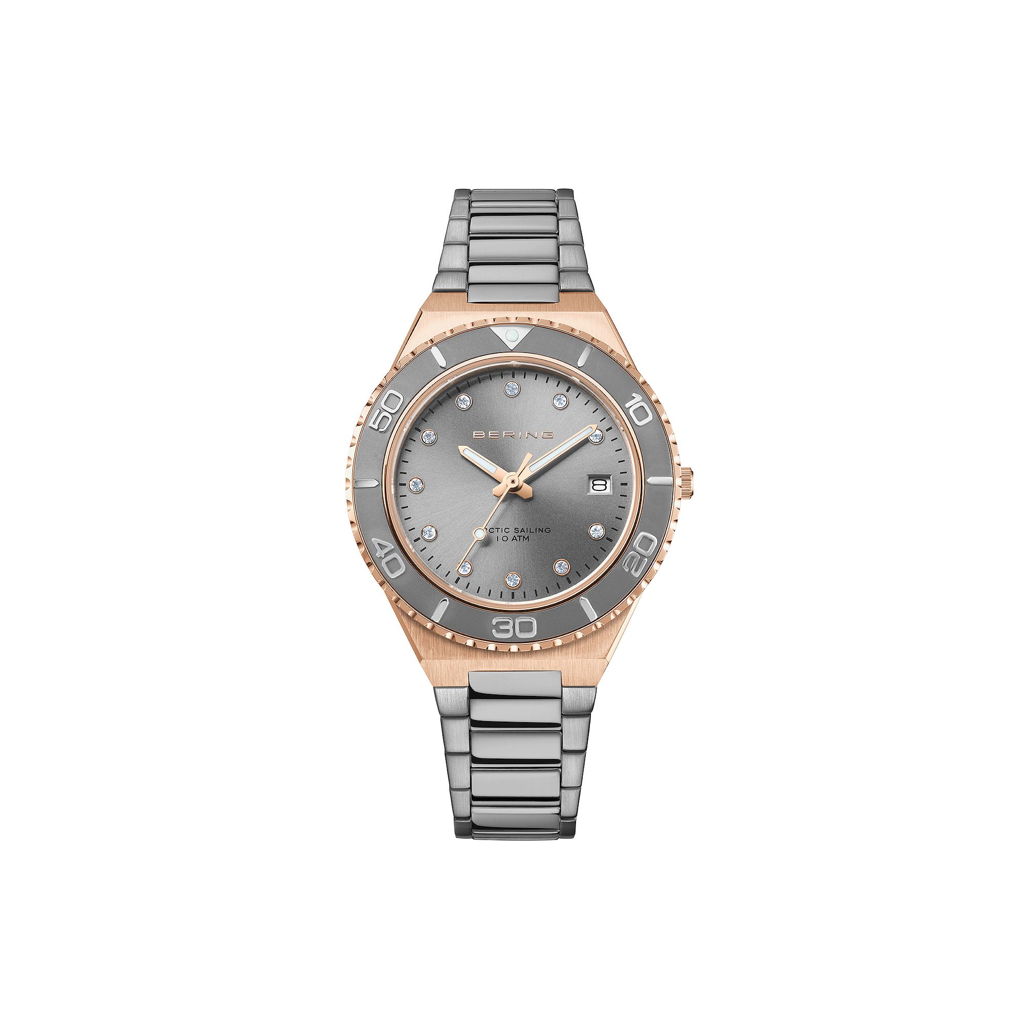 BERING Classic Womens Two-Tone Stainless Steel Bracelet Watch, Size: Mediu