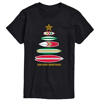 Big & Tall Sea Suns Geetings Surfboard Tree Graphic Tee