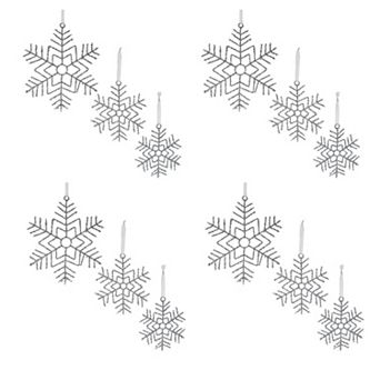 Melrose Glitter Snowflake 12 pc Ornament Set