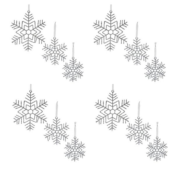 Melrose International Stoneware Wall Pocket with Snowflake Design (Set of 2) main image 1