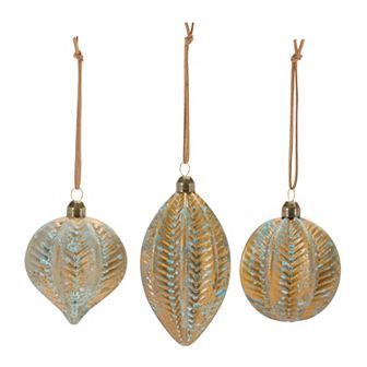 Melrose Ribbed Glass 12 pc Ornament Set
