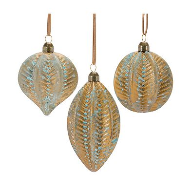 Melrose Ribbed Glass 12-pc. Ornament Set