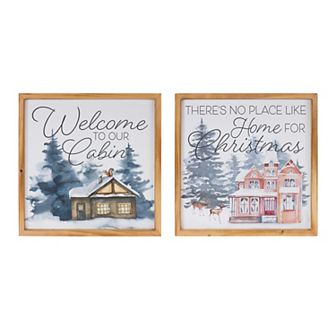 Melrose Winter Cabin & Home 2 pc Wall Art Set