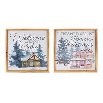 Melrose Winter Cabin & Home 2 pc Wall Art Set