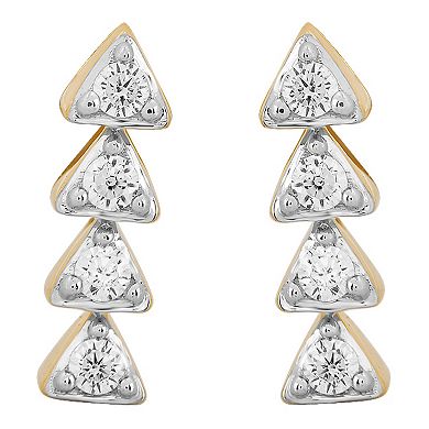 Verifine 14K Gold Plated 0.15 Carat T.W. Diamond Ivy Stud Earrings