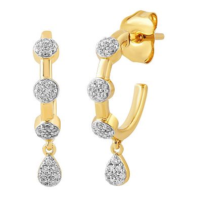 Verifine 14k Gold Over silver 1/6 Carat T.W. Diamond Nala Dangle Hoop Earrings