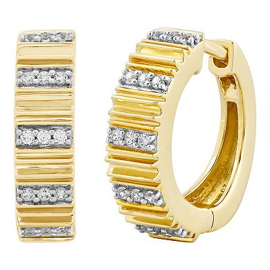 Verifine 14K Gold Plated 0.15 Carat T.W. Diamond Earrings
