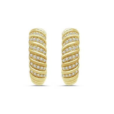 Verifine Demi Fine 14K Gold Plated 0.17 Carat T.W. Diamond Jenna Hoop Earrings