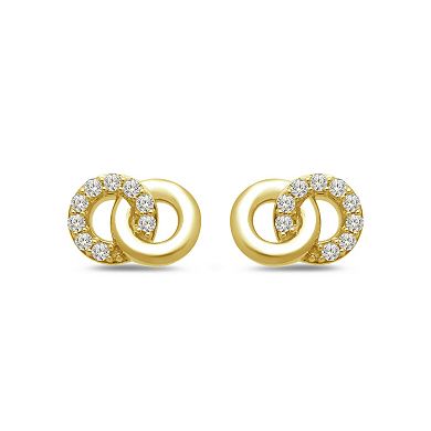Verifine Demi Fine 14K Gold Plated 0.17 Carat T.W. Diamond Myra Stud Earrings