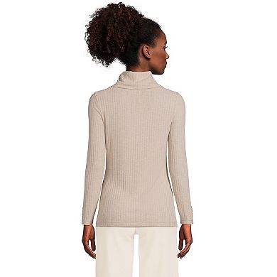 Women's Lands' End Long-Sleeve Wide Rib Turtleneck