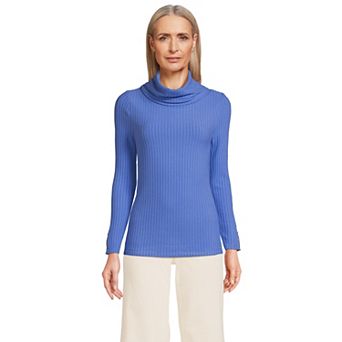 Women's Lands' End Long-Sleeve Wide Rib Turtleneck
