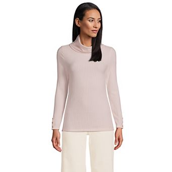 Women's Lands' End Long-Sleeve Wide Rib Turtleneck