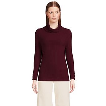 Women's Lands' End Long-Sleeve Wide Rib Turtleneck