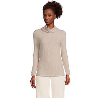 Women's Lands' End Long-Sleeve Wide Rib Turtleneck