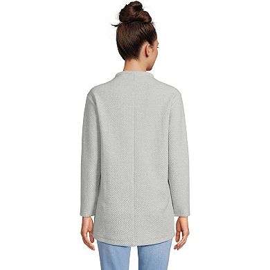 Women's Lands' End Long-Sleeve Textured Pique Funnel-Neck Tunic