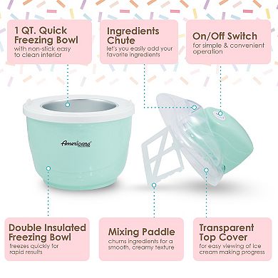 Americana 1-qt Electric Ice Cream Maker with Quick Freeze Bowl