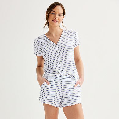 Women's Sonoma Goods For Life® Short Sleeve Button Pajama Top & Pajama Shorts Set