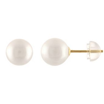 14k Gold 7 mm Freshwater Cultured Pearl Stud Earrings