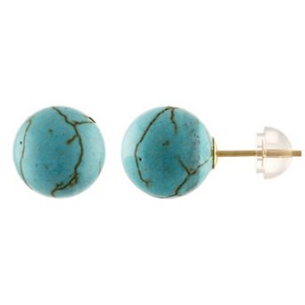 14k Gold Turquoise Stud Earrings