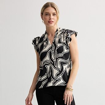 Women's Nine West Flutter Sleeve Satin Blouse