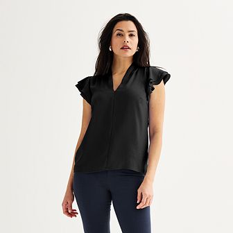 Women's Nine West Flutter Sleeve Satin Blouse
