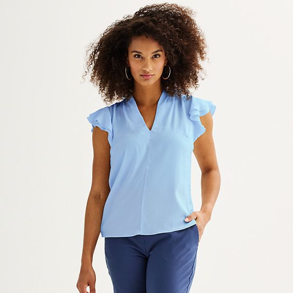 Flutter Sleeve Satin Blouse