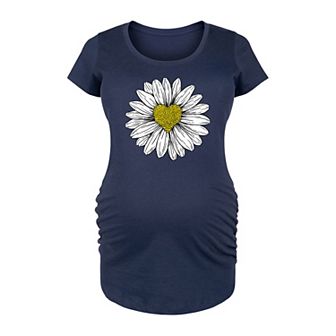 Maternity Daisy Heart Drawing Graphic Tee