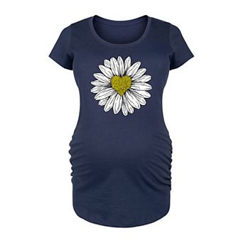 Maternity Daisy Heart Drawing Graphic Tee