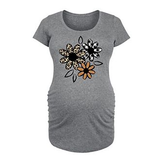 Maternity Patterned Flowers Graphic Tee