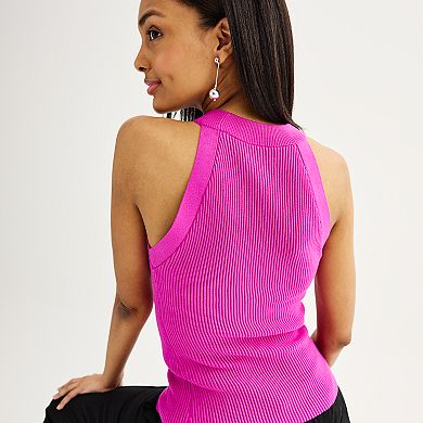 Women's Nine West Fitted Rib Knit Halter Tank Top