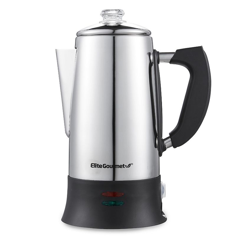 12-Cup Elcteric Coffee Percolator Clear Brew Progress Knob Cool-Touch Handle Cord-less Serve
